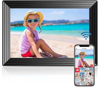 10.1 Inch WiFi Digital Picture Frame with LED Light, 1280 * 800 HD Touch Screen Smart Digital Photo Frame, 32GB Memory, Support USB/SD Card, Auto-Rotate, Share Photos/Videos Instantly via Uhale App