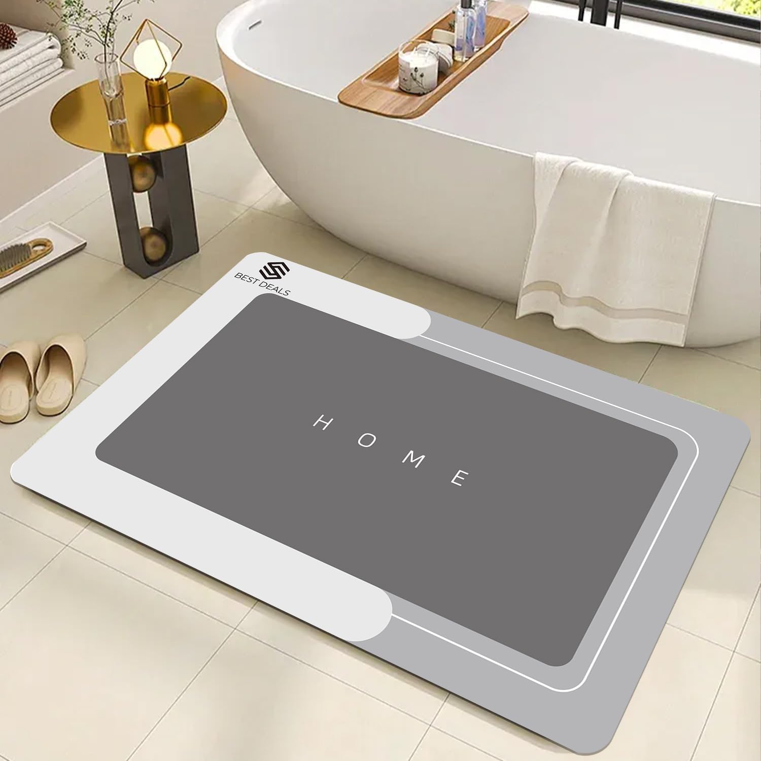 Modernized Bath Mat, Super Absorbent Bathroom Rugs, Non-Slip Bathroom Mats, Washable Bathmat Bath Rug - Shower Rug Rubber Bath Mats, The Magic Mat for Bathtub and Floor Mat (Dark Grey, 43x68cm)