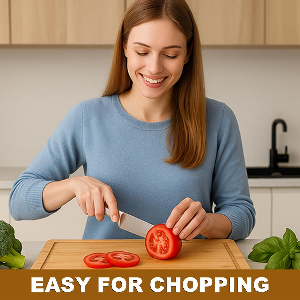 2025 Wood Cutting Boards for Kitchen, 3 Piece Large Bamboo Cutting Board Set, Deep Juice Grooves, Heavy Duty Non-Toxic Butcher Block Chopping Board for Meat, Veggies - Charcuterie Board, Ideal Gift