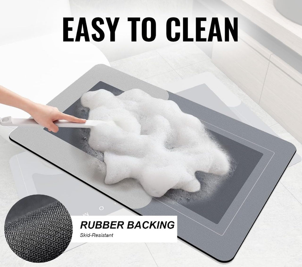 Modernized Bath Mat, Super Absorbent Bathroom Rugs, Non-Slip Bathroom Mats, Washable Bathmat Bath Rug - Shower Rug Rubber Bath Mats, The Magic Mat for Bathtub and Floor Mat (Dark Grey, 43x68cm)