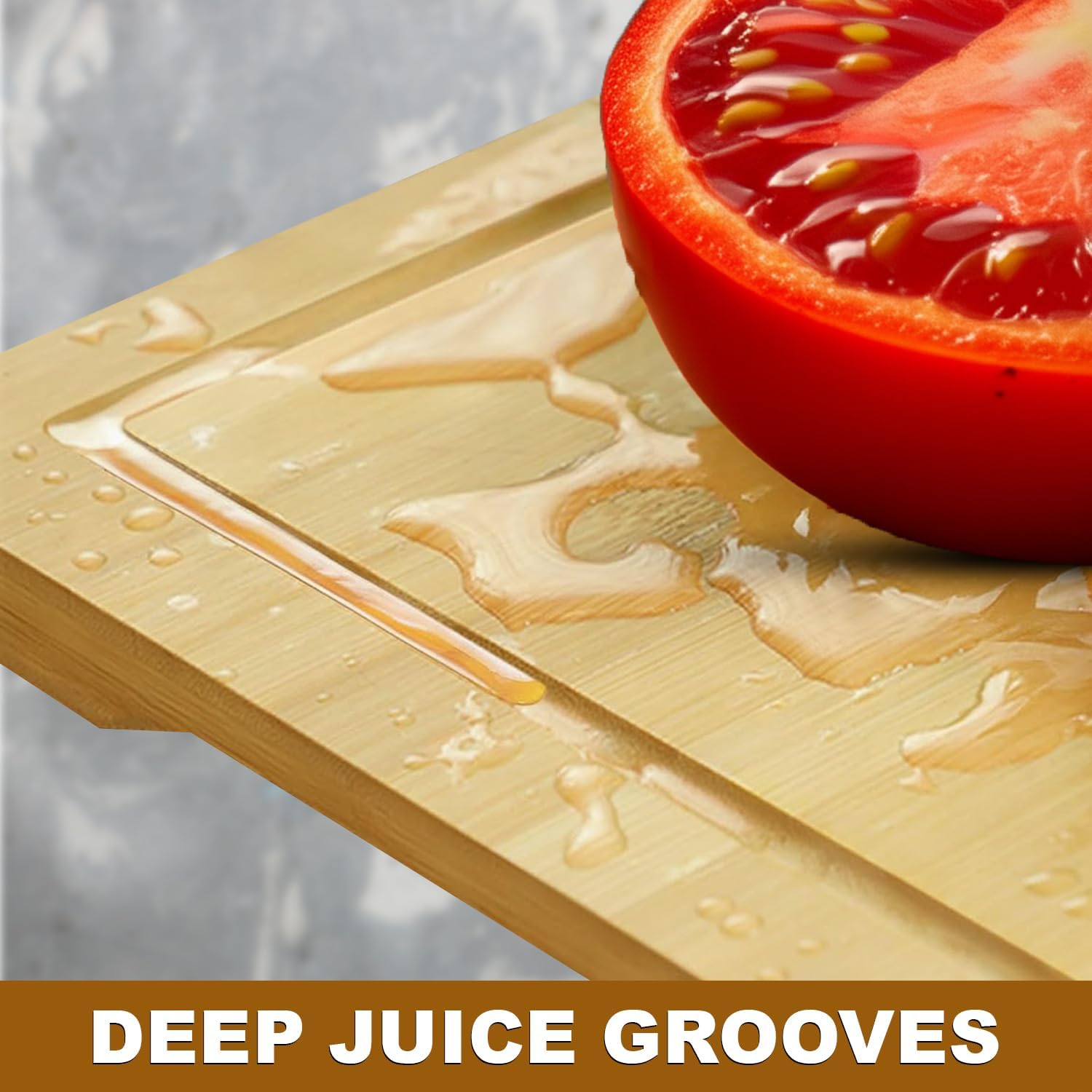 2025 Wood Cutting Boards for Kitchen, 3 Piece Large Bamboo Cutting Board Set, Deep Juice Grooves, Heavy Duty Non-Toxic Butcher Block Chopping Board for Meat, Veggies - Charcuterie Board, Ideal Gift