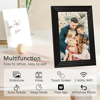 10.1 Inch WiFi Digital Picture Frame with LED Light, 1280 * 800 HD Touch Screen Smart Digital Photo Frame, 32GB Memory, Support USB/SD Card, Auto-Rotate, Share Photos/Videos Instantly via Uhale App