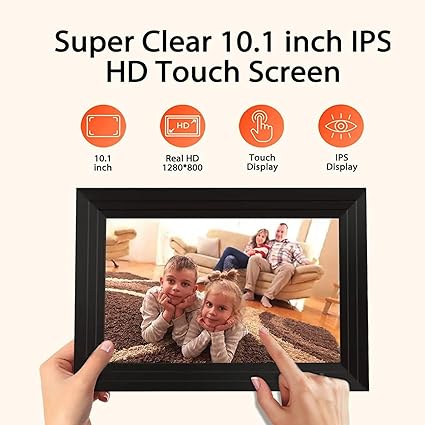 10.1 Inch WiFi Digital Picture Frame with LED Light, 1280 * 800 HD Touch Screen Smart Digital Photo Frame, 32GB Memory, Support USB/SD Card, Auto-Rotate, Share Photos/Videos Instantly via Uhale App