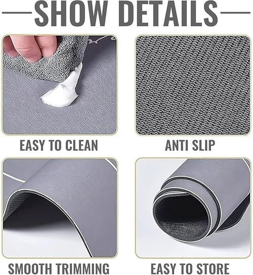 Modernized Bath Mat, Super Absorbent Bathroom Rugs, Non-Slip Bathroom Mats, Washable Bathmat Bath Rug - Shower Rug Rubber Bath Mats, The Magic Mat for Bathtub and Floor Mat (Dark Grey, 43x68cm)