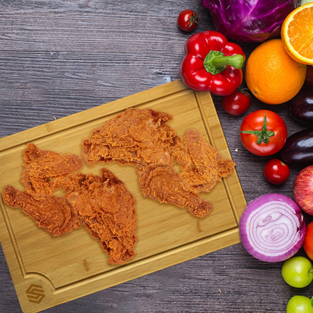 2025 Wood Cutting Boards for Kitchen, 3 Piece Large Bamboo Cutting Board Set, Deep Juice Grooves, Heavy Duty Non-Toxic Butcher Block Chopping Board for Meat, Veggies - Charcuterie Board, Ideal Gift