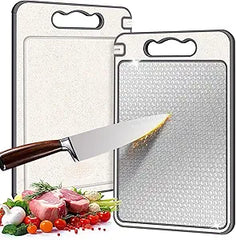 Stainless Steel Cutting Board, Double Sided Chopping Board, Mesh Design Cutting Board, Scratch-resistant, Juice Groove Cutting Mat, Non-slip Silicone Wrap, Dishwasher Safe