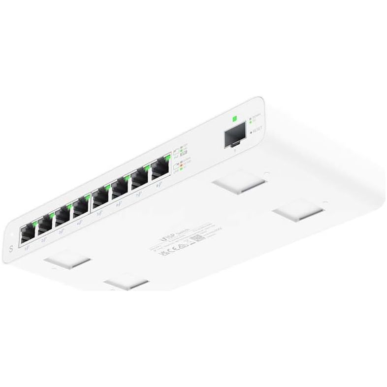 Ubiquiti UISP-S Gigabit PoE Switch for WISP MicroPoP Applications, 8 x GbE RJ45 Ports, 1 x 1G SFP Port, Fanless Thermal Cooling, Silent Operation, White