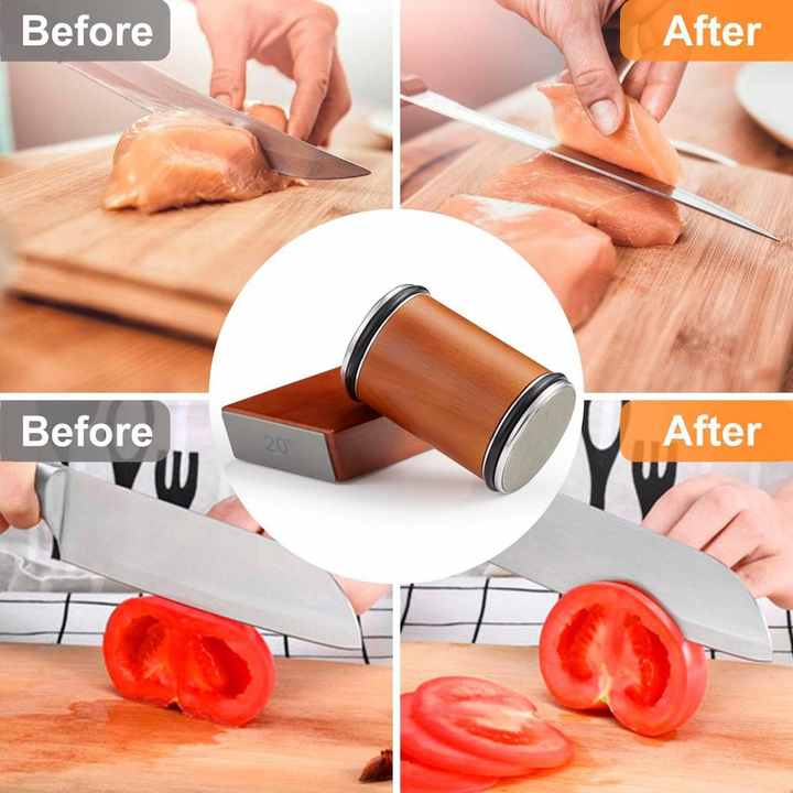 Rolling Knife Sharpener Tool, kitchen knife sharpener, Knife Sharpening with Diamonds Suitable for Kinds of Kitchen Knives, Offering 15°& 20° Magnetic Angles